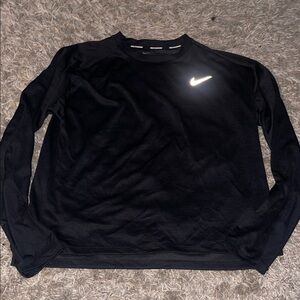 Nike Black Long Sleeve Top with White Swoosh